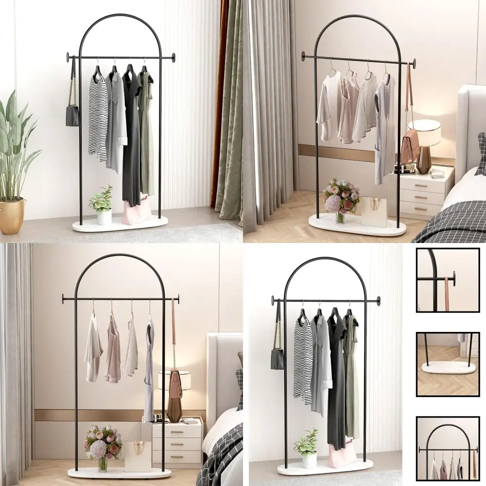

Sturdy Metal Coat Rack with Shelf, Modern Freestanding Clothes Hanger Stand for Home, Heavy Duty Rack with Hooks