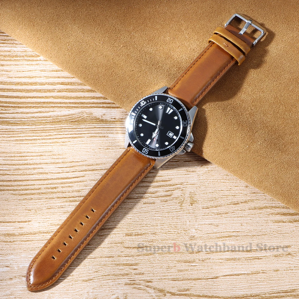 빈티지 가죽 시계 밴드 18mm 20mm 22mm 24mm 26mm 비즈니스 스트랩 퀵 릴리스 팔찌 블랙 브라운 손목 밴드 시계 액세서리