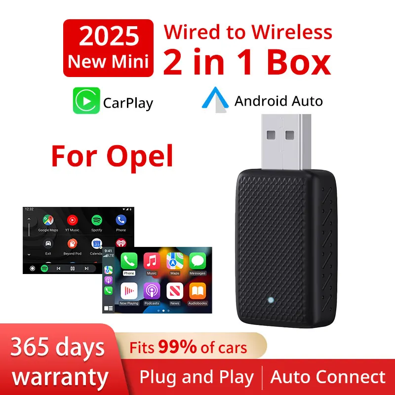 XUDA Wireless Carplay Adapter Android Auto Wireless Smart Dongle 2in1 For Opel Vauxhall Corsa Mokka Astra Vectra GRANDLAND