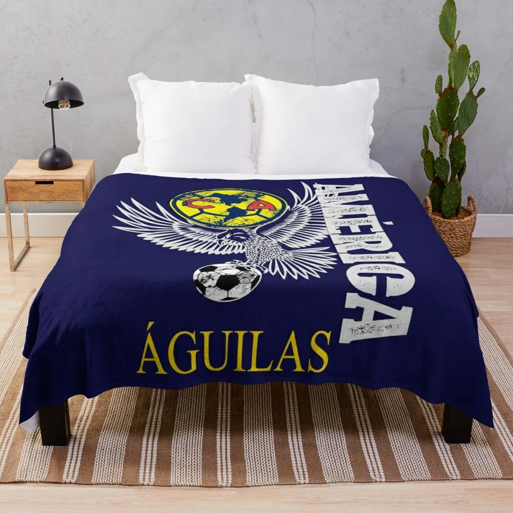 

Aguilas del America Playera Futbol Mexicano Liga Mx Throw Blanket Hairys Flannel Fabric Giant Sofa bed plaid Blankets