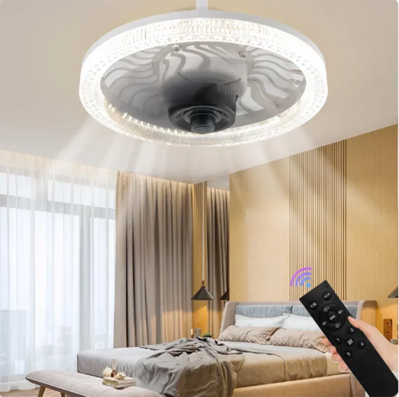 Smart Remote Control Ceiling Fan with LED Lighting Ceiling Fan with Lights Remote Control E27 Converter Base for Living Room