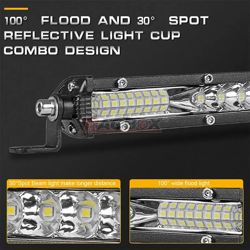 Ultra Slim LED LIGHT BAR 10'' 20'' 30'' Inch Flood Spot LED Bar 12V 24V Driving Fog Lights For Jeep LADA Truck 4x4 4WD Offroad