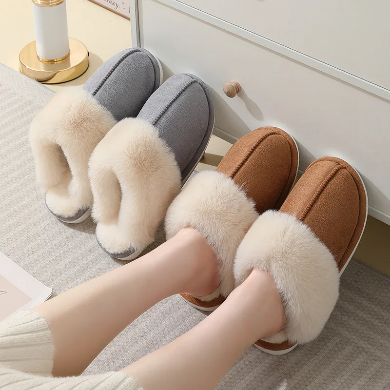 Winter plush mouth home slippers men and women couples indoor and outdoor warm slippers cotton slippers  C605