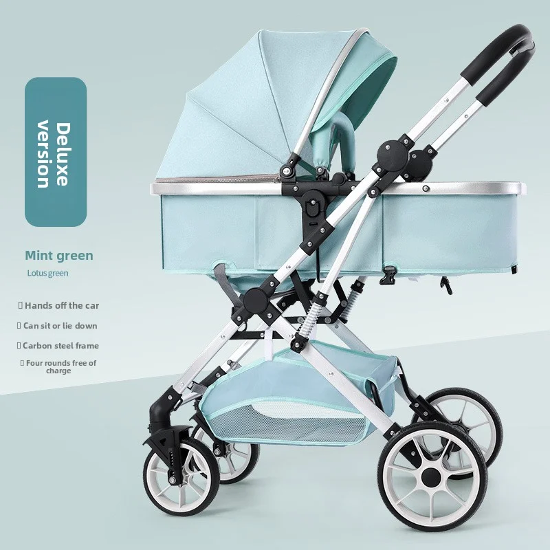 Three-in-one basket, one-hand stowage, lightweight baby stroller, can sit and lie down, two-way shock absorber, detachable