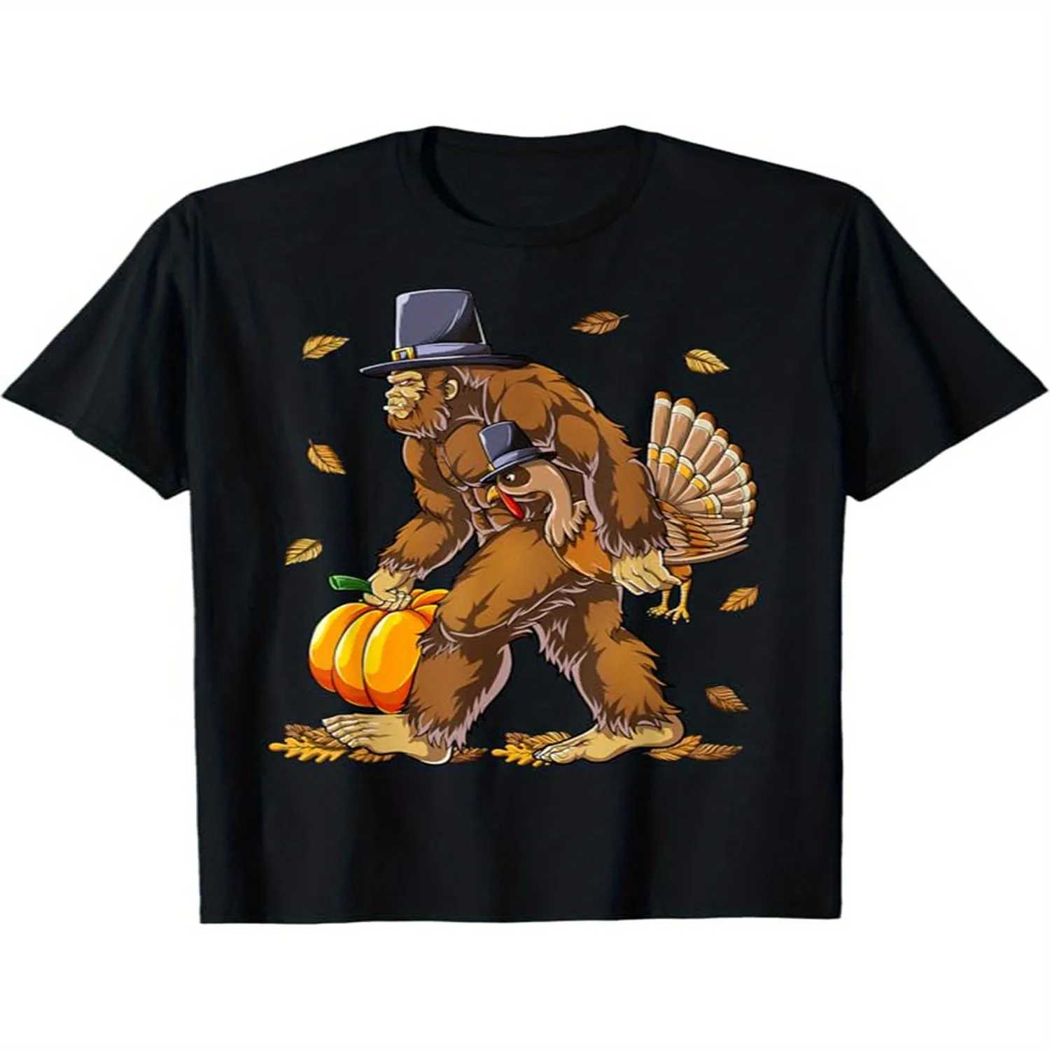 Men'S Graphic T-Shirt for Thanksgiving, Featuring a Casual Crew Neck And Short Sleeves Made from Comfortable Fabric, This Trendy Street Style Top Offers Slight Stretch And a Regular Fit, Availab Retro Graphic Shirt, Holiday Tshirt
