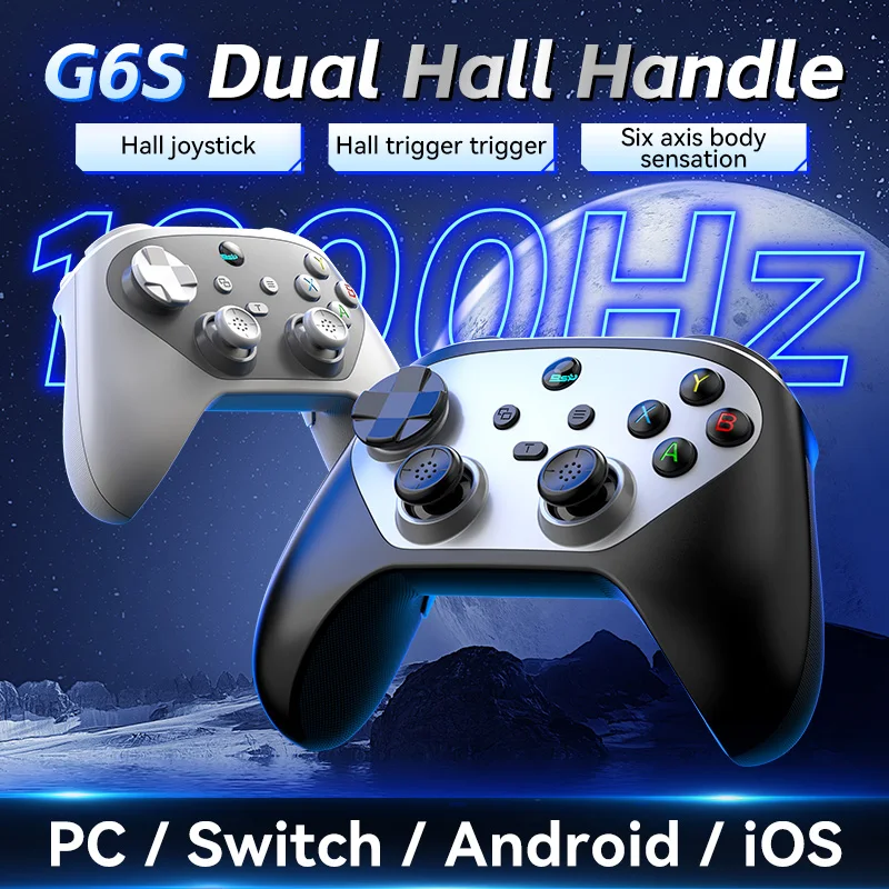 Wireless Game Controller for Switch/PC/iOS/Android Hall Effect Dual Vibration Gamepad with Macro-Programmable Back Button TURBO