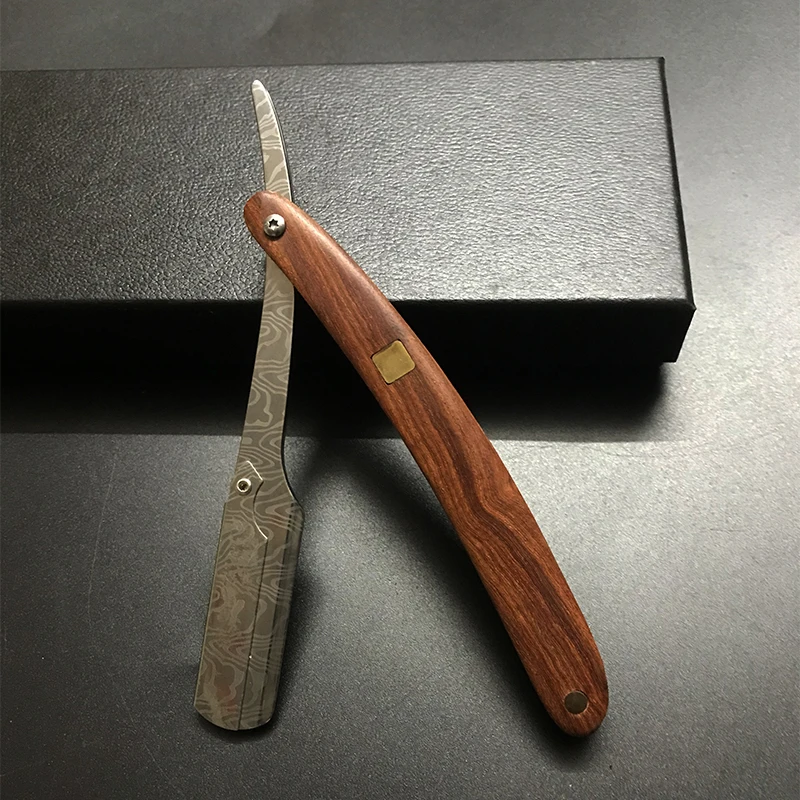 Recortadora de madera manual, afeitadora profesional de borde recto de acero inoxidable, afilada, navaja de barbero, cuchillo de afeitar plegable, regalo