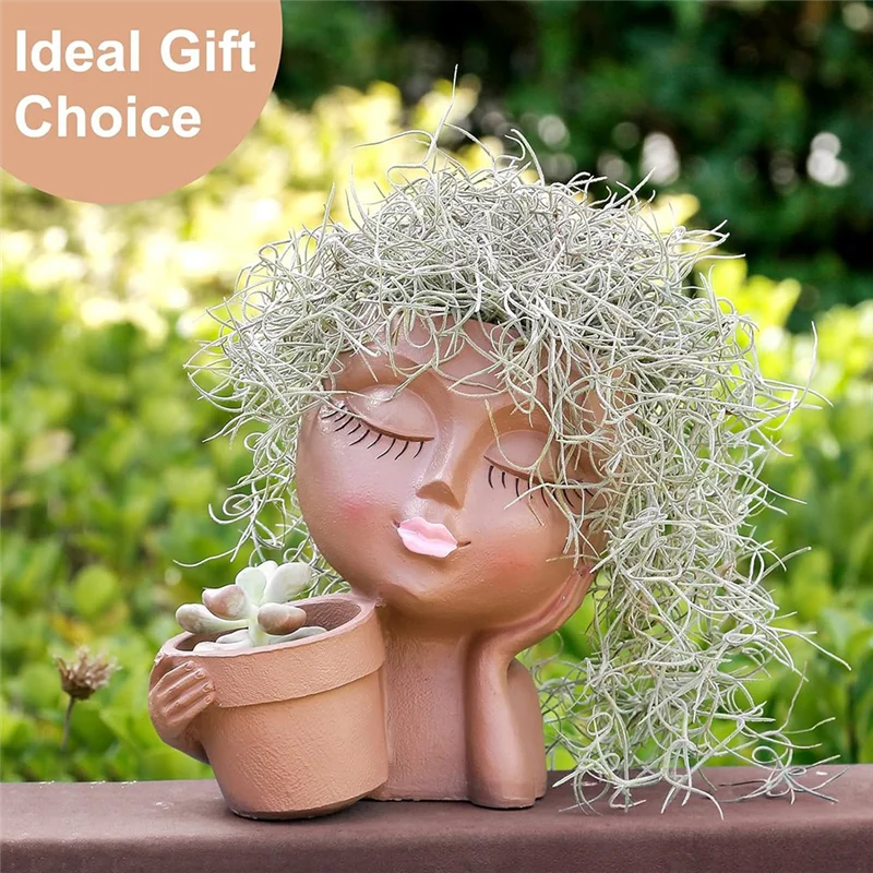 -A89Z 꽃 다육 화분용 더블 페이스 화분 헤드 화분-실내 실외 식물 정원용 배수구