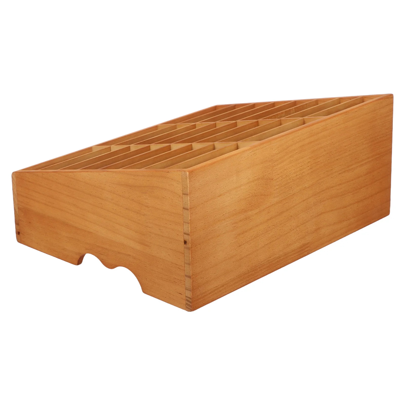 

24 Grid Wooden Desktop Organizer Box - Natural Solid Wood Cell Phone Holder for Classroom Meeting Room - Wood Desk Storage