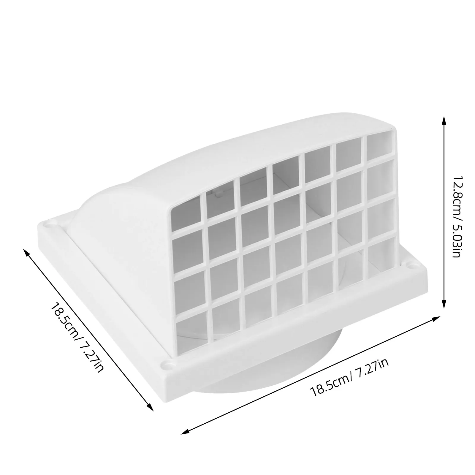 White ABS Plastic Wall Vent Cover 150Mm Range Hood Exhaust Cap Rainproof Backdraft Prevention for Kitchen Bathroom Ventilation