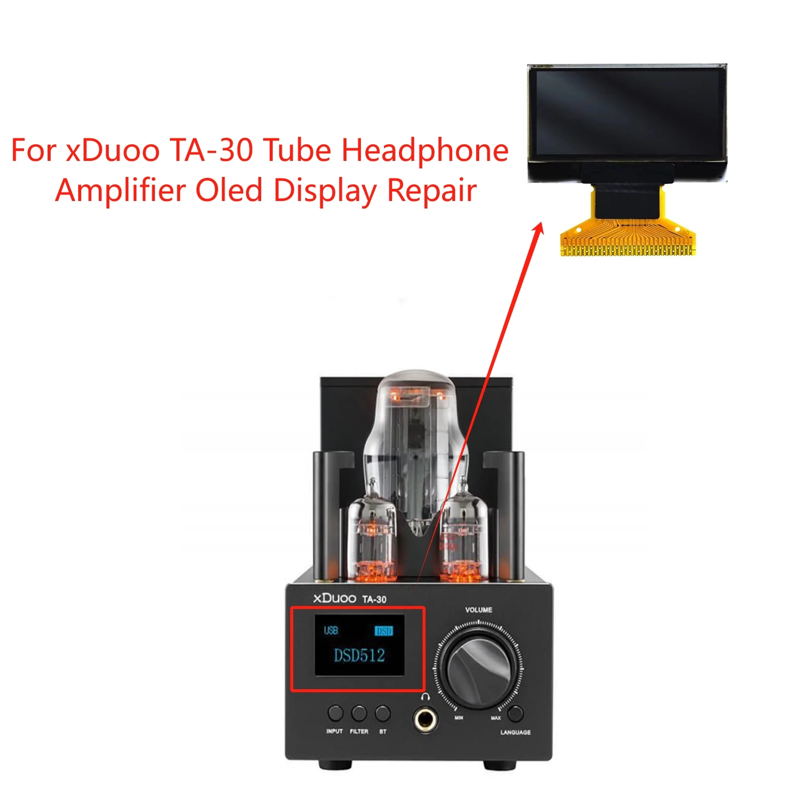New Oled Display for xDuoo TA-30 Tube Headphone Amplifier Blue Font Repair