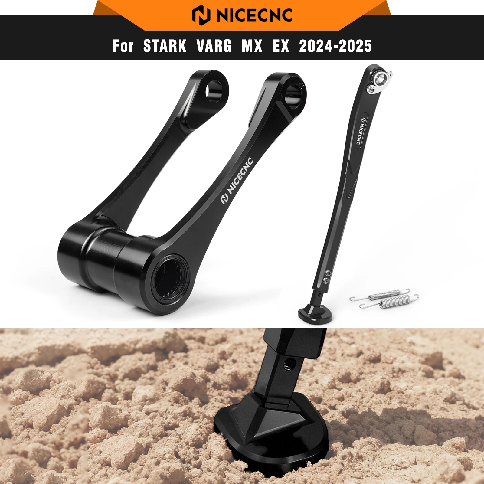 

NICECNC For Stark Varg MX Stark Varg EX Electric Dirt Bike 2024 2025 1″ Lowering Link & Adjustable Kickstand Side Stand Aluminu