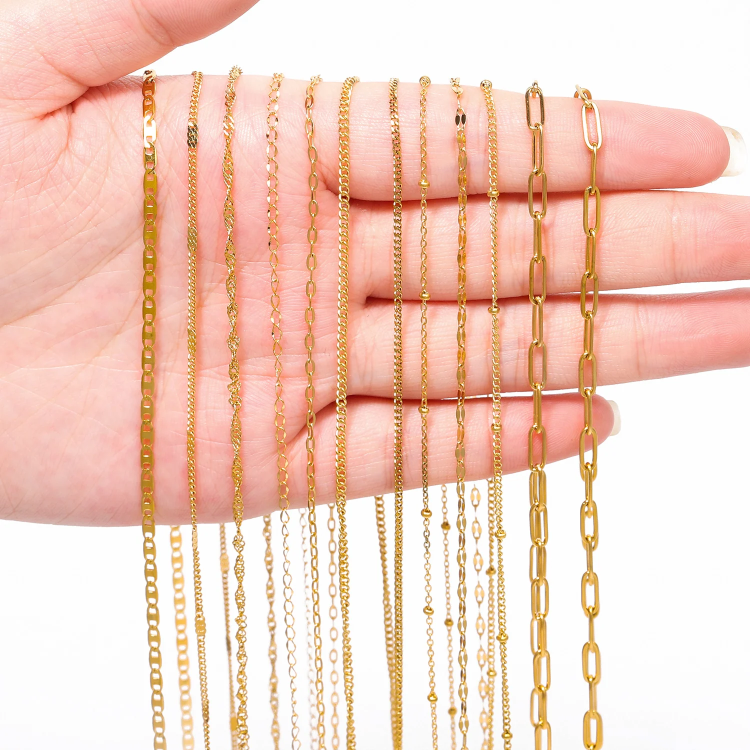 2 m/lot Gold Plated Stainless Steel Necklace Chain for Jewelry Making Findings DIY Bracelet Chains Materials Handmade Supplies