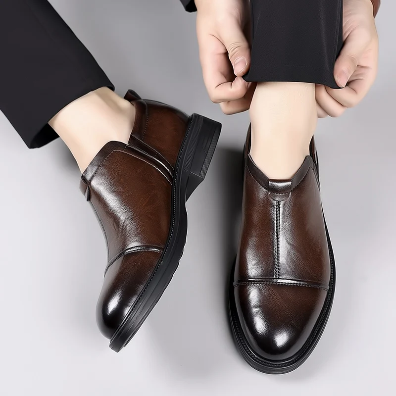 Men\'s Fashion Trends Leather Loafers Shoes Men\'s Formal Party Business Negotiation Social Office Shoes Comfort Round Toe Shoes