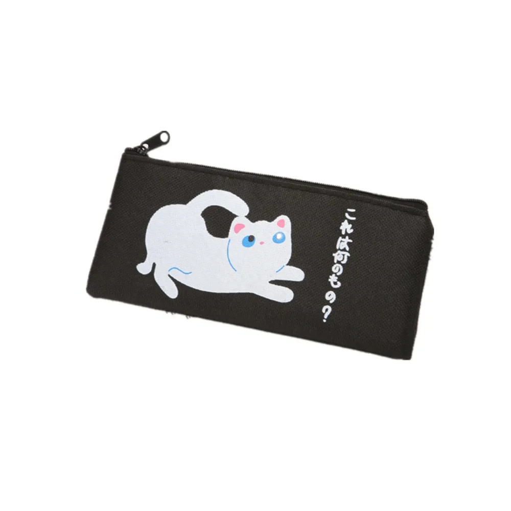 Oxford Cute Cartoon Cat Pencil Bag Korean Version Large Capacity Canvas Pencil Case Waterproof Pen Pencil Eraser Storage Bag