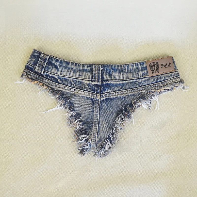 Summer 2023 Women's Sexy Frayed Hem Denim Shorts Ultra-Short Tightening Hot Pants Low Waist Cotton Stretch Denim Shorts