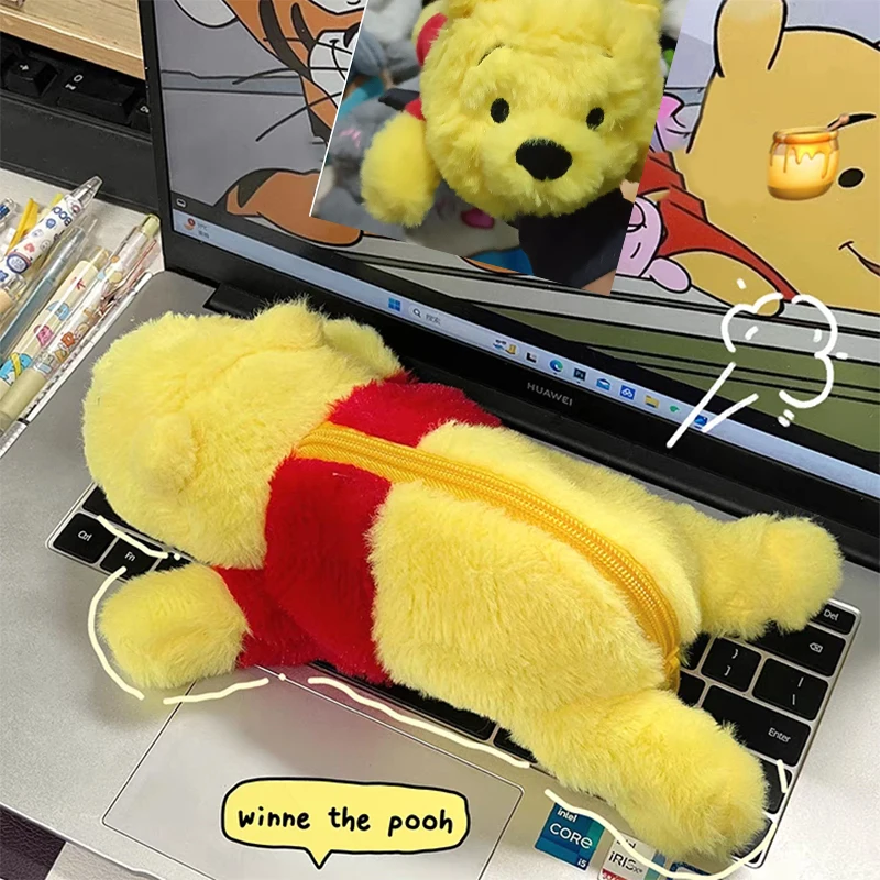 Disney winnie pooh cocô abelha caneta saco bonito winnie pooh caixa de papelaria estudante grande capacidade caixa de lápis bonito boneca caneta saco presentes