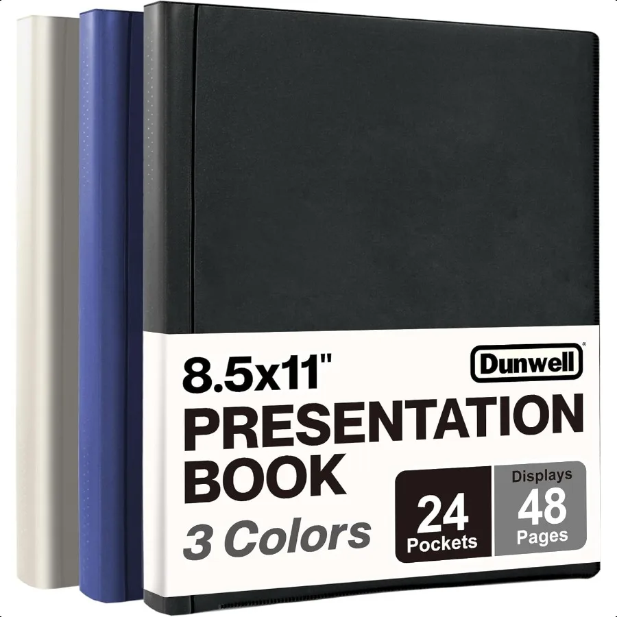 

Binder with Plastic Sleeves 24Pocket 3 Pack Assorted Presentation Book 8.5 x 11 Portfolio Folder with Clear Sheet Protectors Di