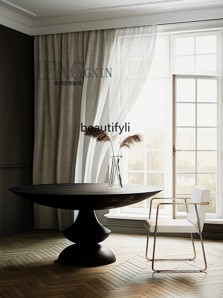 

A13 Nordic Designer Model Simple Glass Steel Tea Table Shape Sofa Side Table Dining Table