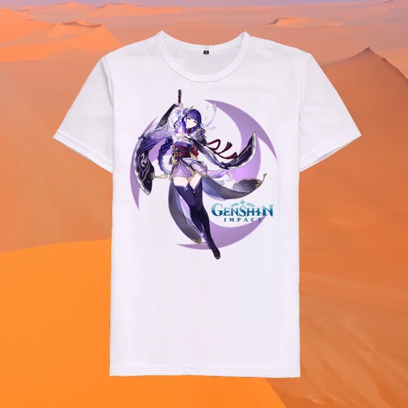 hot Game Genshin Impact T-shirt Women Raiden Shogun Cartoon Graphic Casual Short Sleeve T Shirt Female Summer Casual Clothes Top