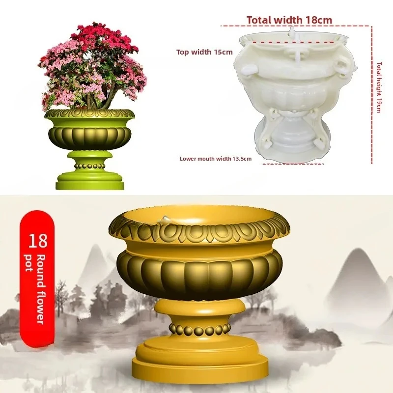Self Made Round Cement Flowerpot Mold, New Grouting Abrasive Bonsai Potted Concrete Building Template Bottom