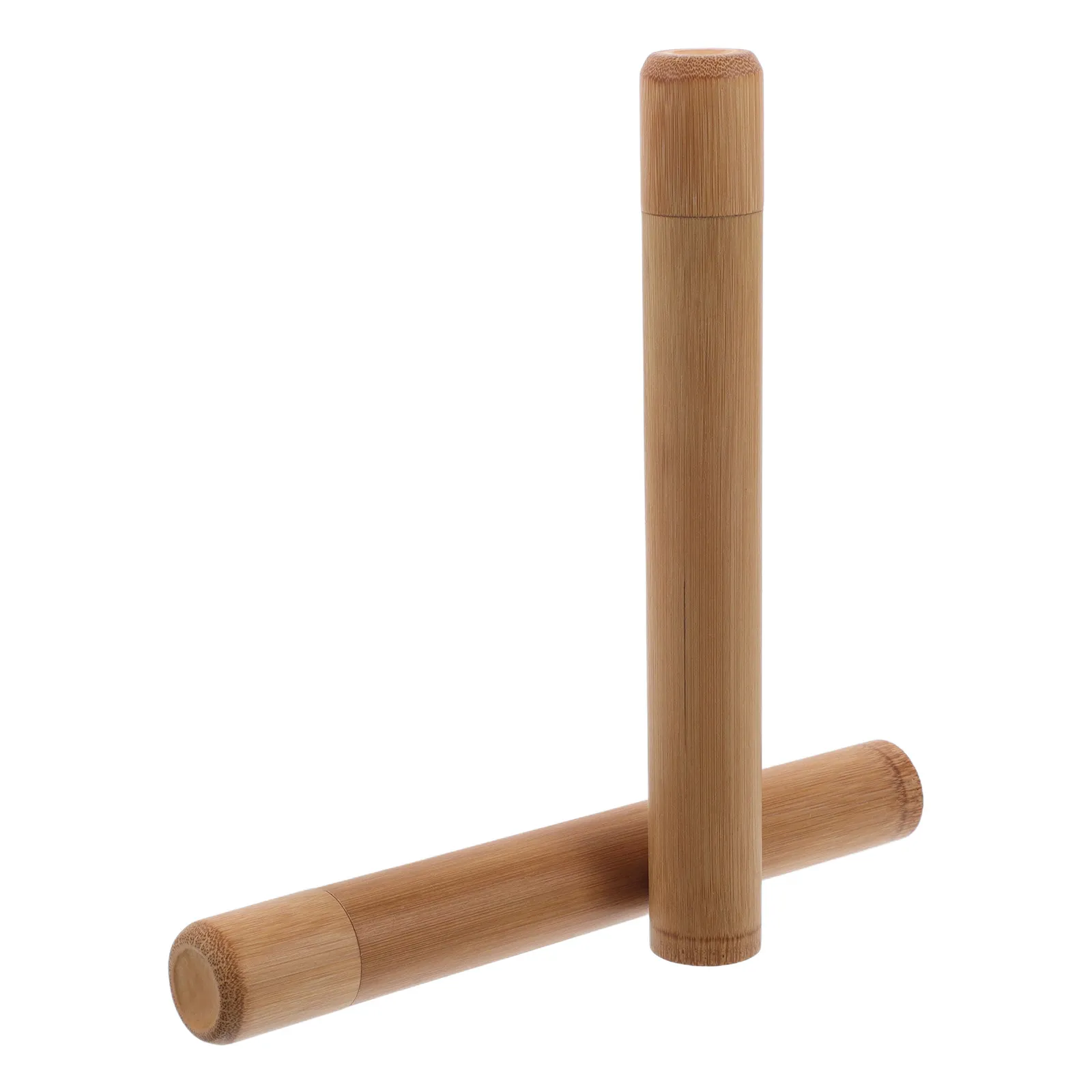 2Pcs Renewable Bamboo Toothbrush Case Vintage Style Portable Toothbrush Storage Tube for Travel Camping Hiking Deformation