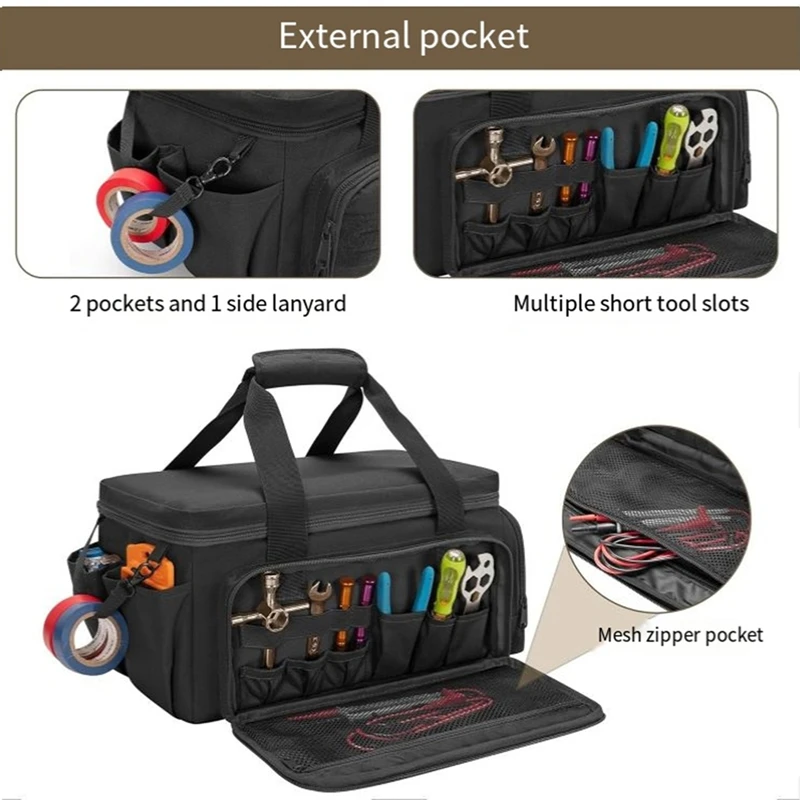 M11K-Anti-Friction Bottom Tool Bag Hand Tool Storage Organizer Bag For Men Electrician Tool Bag Multi-Purpose Work Tote Bag