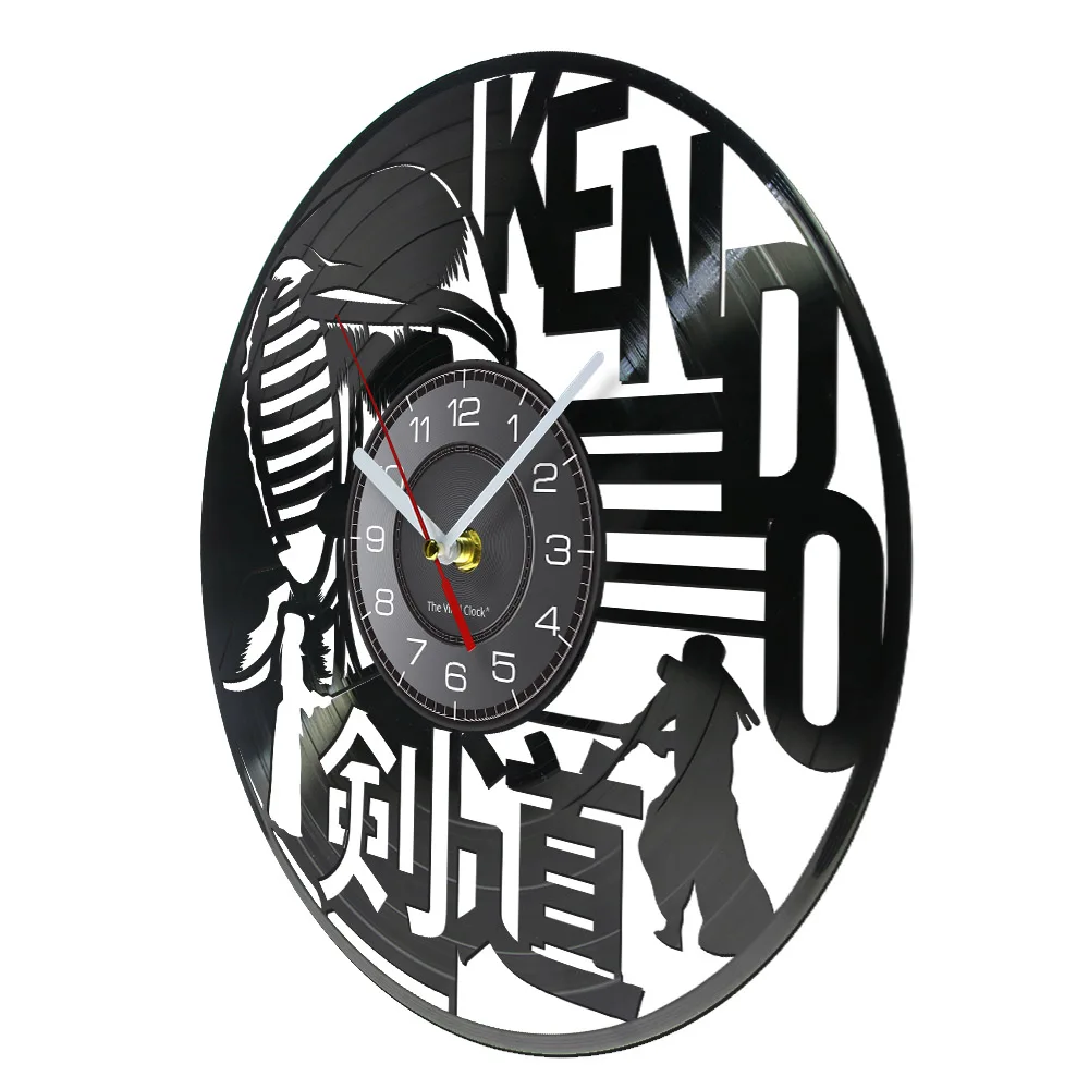 Kendo Vinyl Record Wall Clock Home Decor For Man Cave Room Swordsmanship Retro Artwork Music Album LP Wall Watch Swordsman Gift