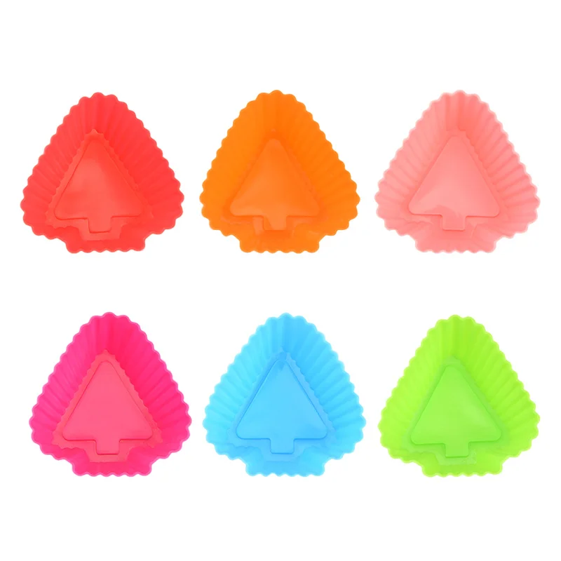Copos De Bolo De Silicone Em Forma De Árvore De Natal, Molde De Cozimento Artesanal, Torta De Cozinha, Muffin, Bolo, Pudim