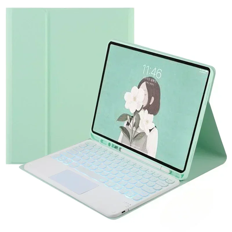 حافظة مع لوحة مفاتيح تعمل باللمس لهاتف سامسونج جالاكسي تاب A11 + A11 بلس 11 بوصة 2025 SM-X230 SM-X235 غطاء لوحة المفاتيح بإضاءة خلفية Funda #2