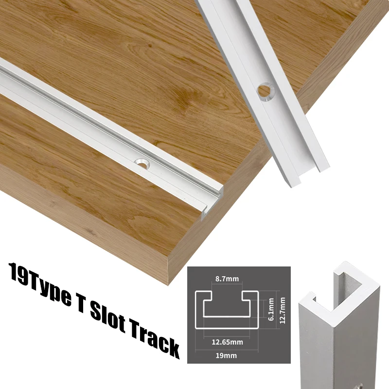 19Type 30-80cm T Slot Track Aluminum Profile Woodworking DIY Rail  Fixture Connector Guide Rail T-Track Slider Woodworking Tools