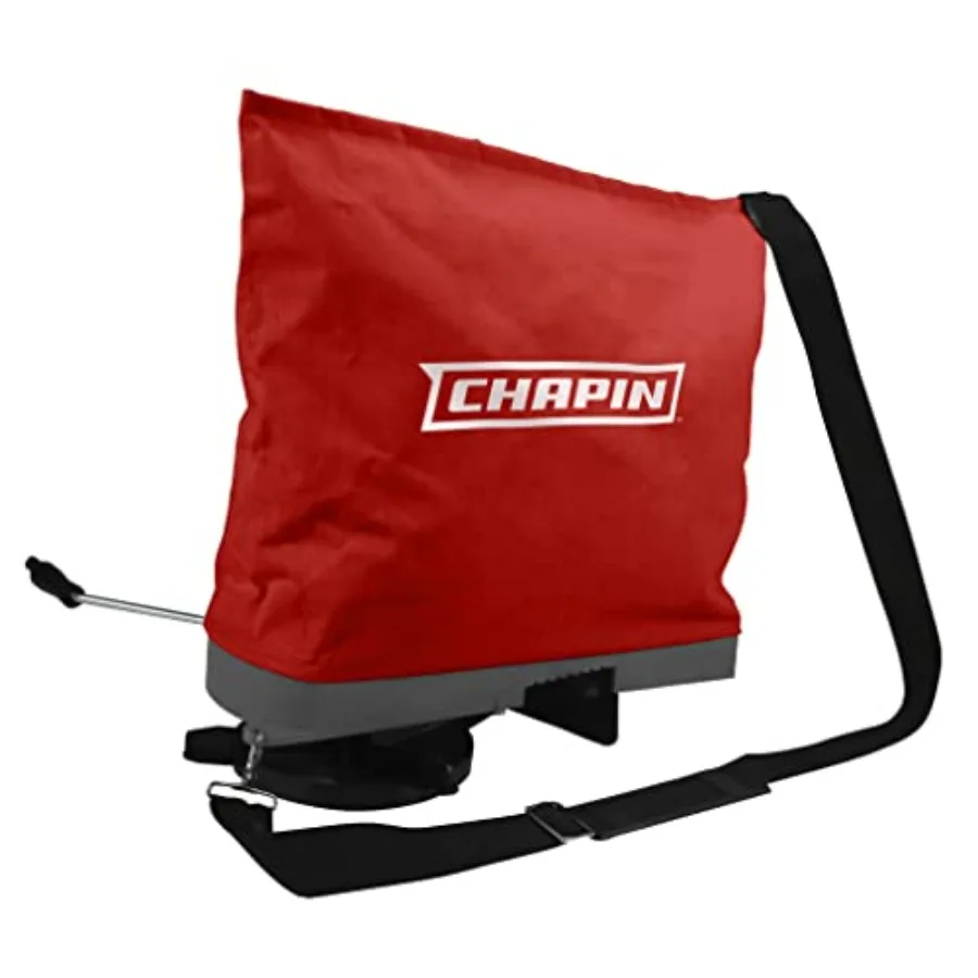 

25-Pound Professional Handheld Bag Seed spreader with Waterproof Bag, Enclosed Gears, Rear Baffle, Adjustable Shoulder Strap and