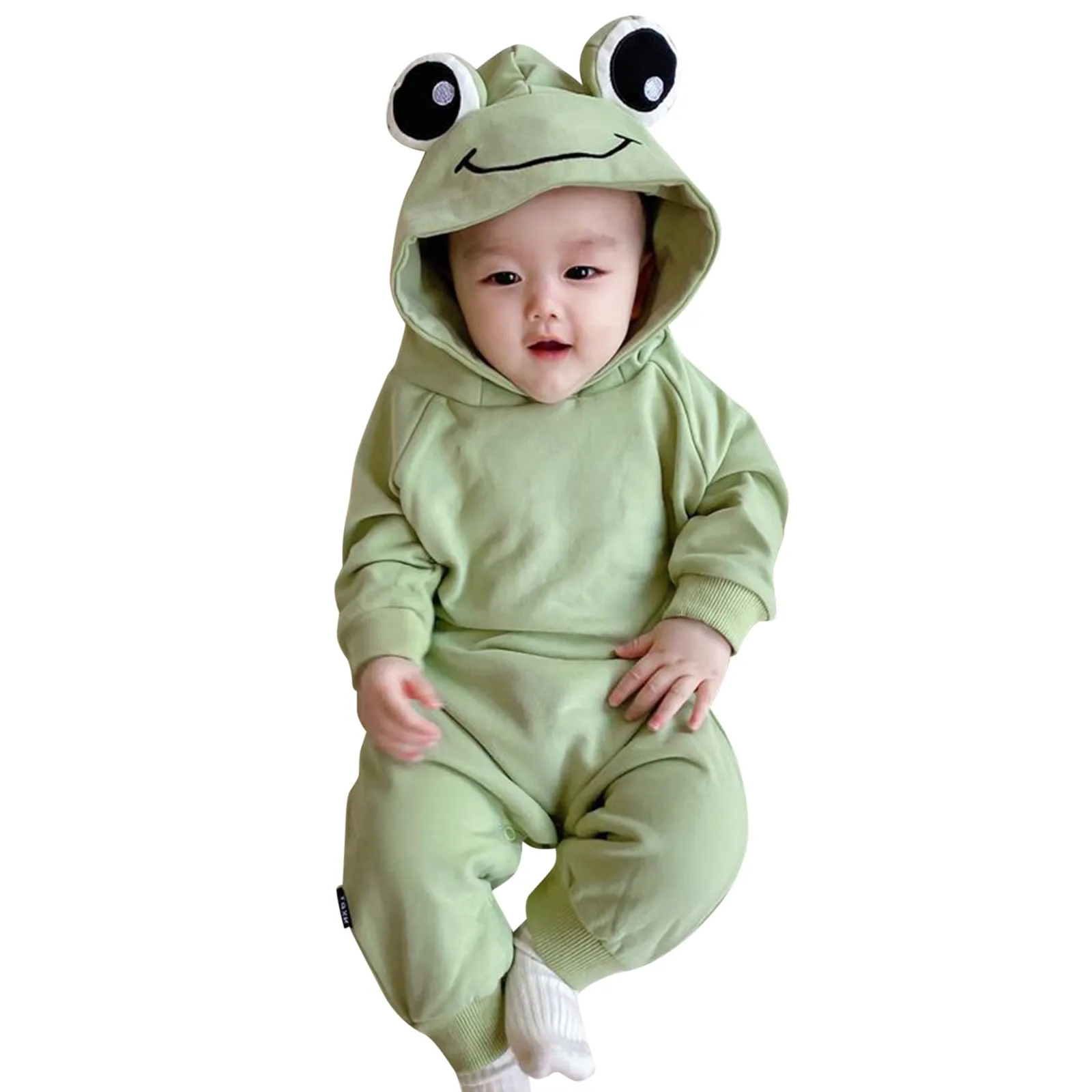 Knitted Baby Clothes for Boys Baby Cute Animal Jumpsuit 3D Frog Pajamas Newborn Infant Long Sleeve Hooded 3 6 Long Sleeve Romper