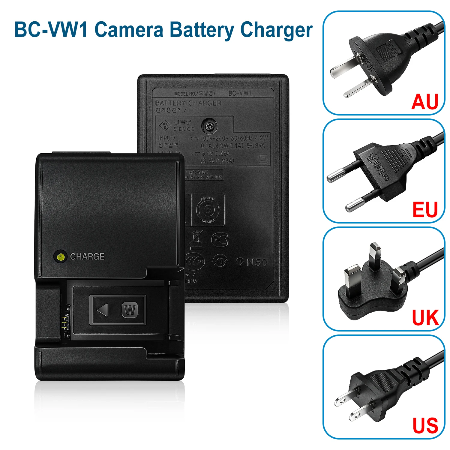 BC-VW1 Batterieladegerät für Sony NP-FW50 Akku für A5000 A5100 A6000 A6300 A6500 A6400 A7R A7S A7 A7M2 A7R2 A33 A35 A37 Kamera – Detail 6