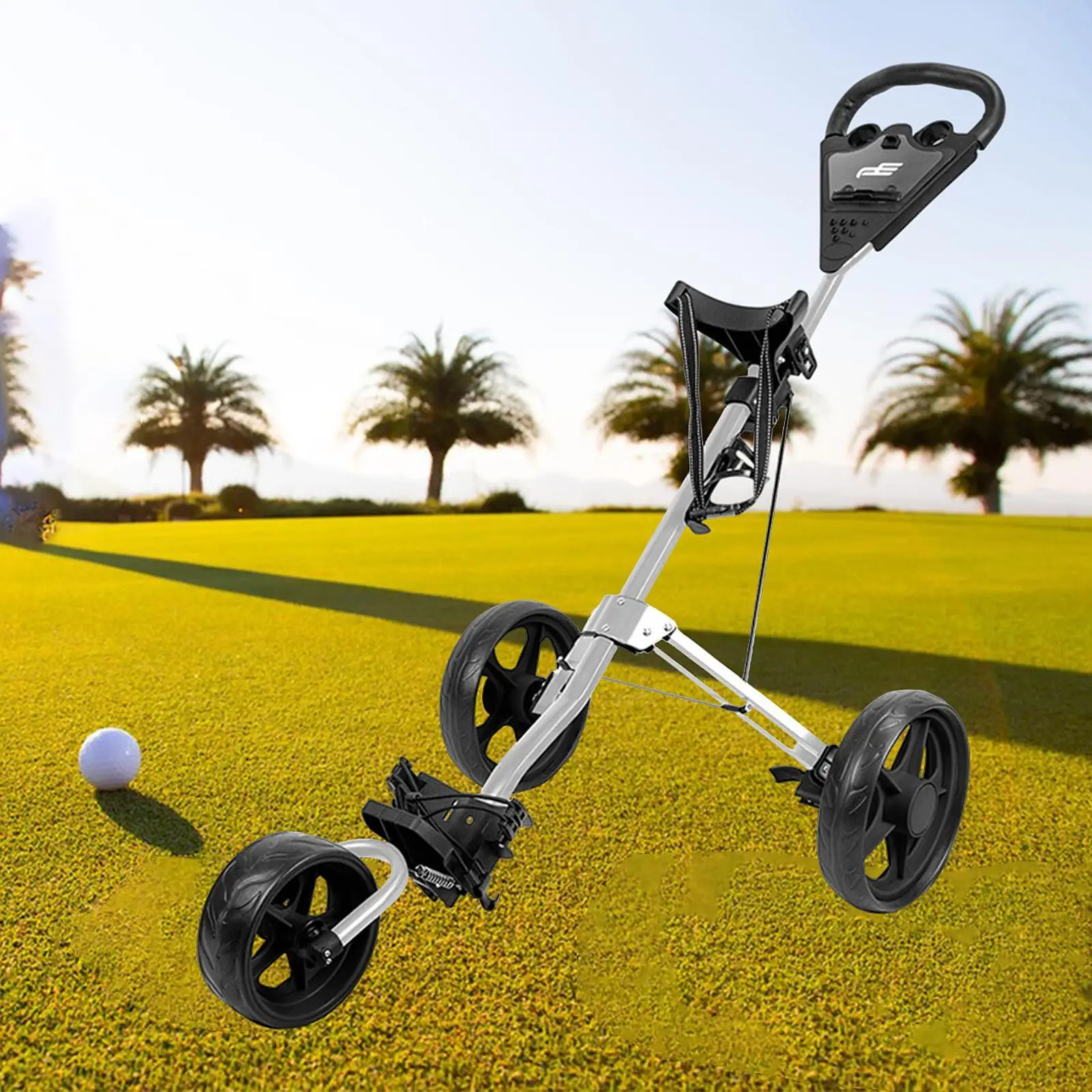 Push Pull Golf Cart Golf Bag Cart 3 Wheeled Lightweight Golfing Cart Portable Golf Push Cart Aluminum Alloy Golf Pull Push Cart