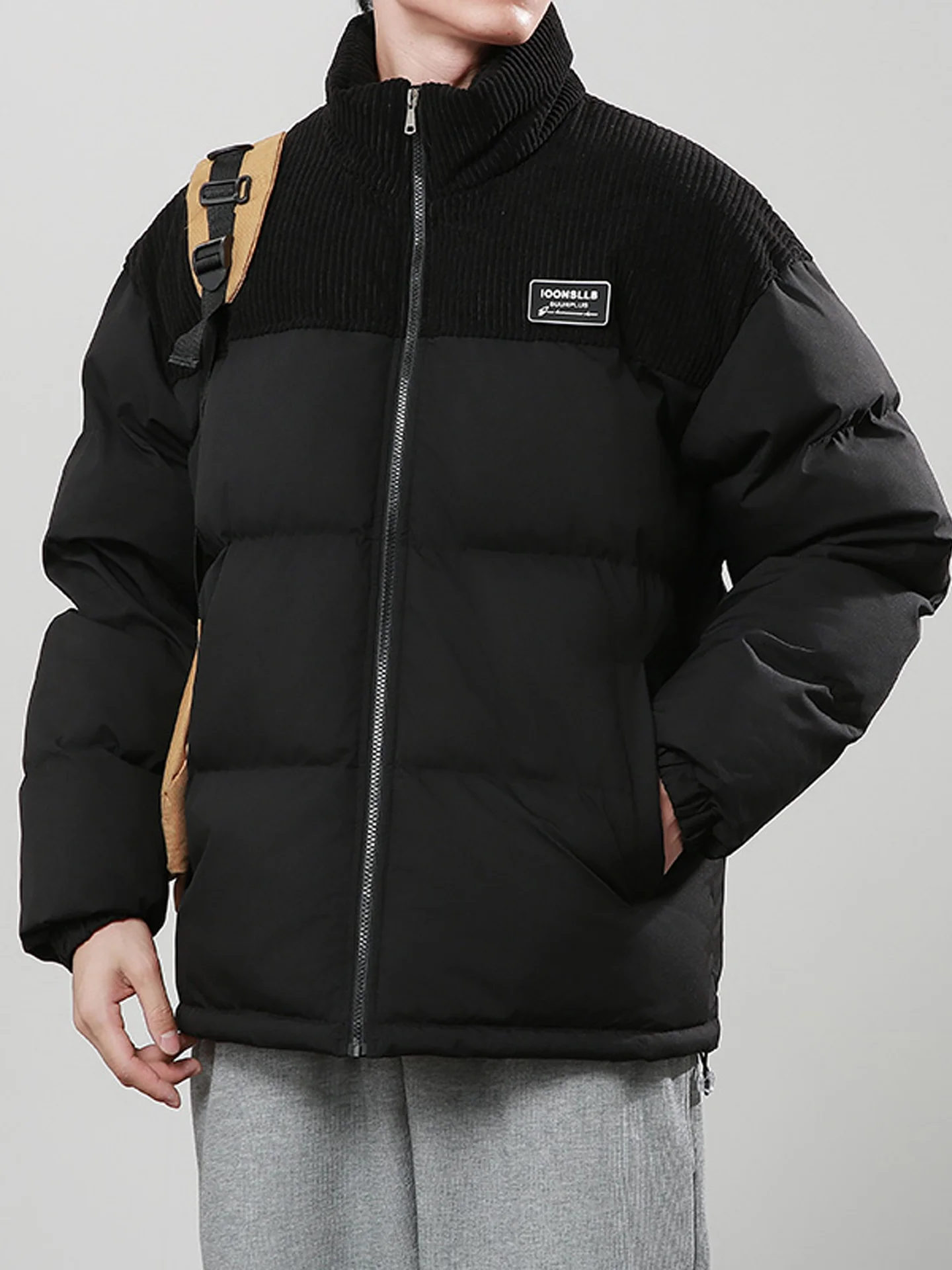 Kurtka męska TUCANO Thiened Corduroy Bread Sle Stand Collar Cotton Jaet, zimowa, ciepła, casualowa, luźny krój, zapinana na zamek.