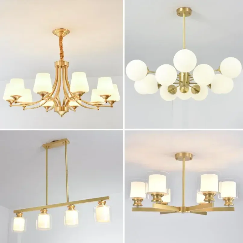 

Modern Real Copper Chandelier Led Ceiling Lamp Living Room Nordic Light Fixture Bedroom Kitchen Dining Room Lighting Home Decor