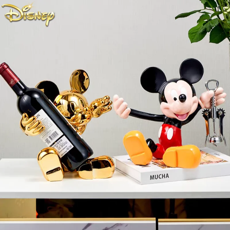 

Disney Kawaii Mickey Mouse Statue Wine Rack Anime Cartoon Figure Resin Sculpture Trendy Room Decor Ornament Day Birthday Gift