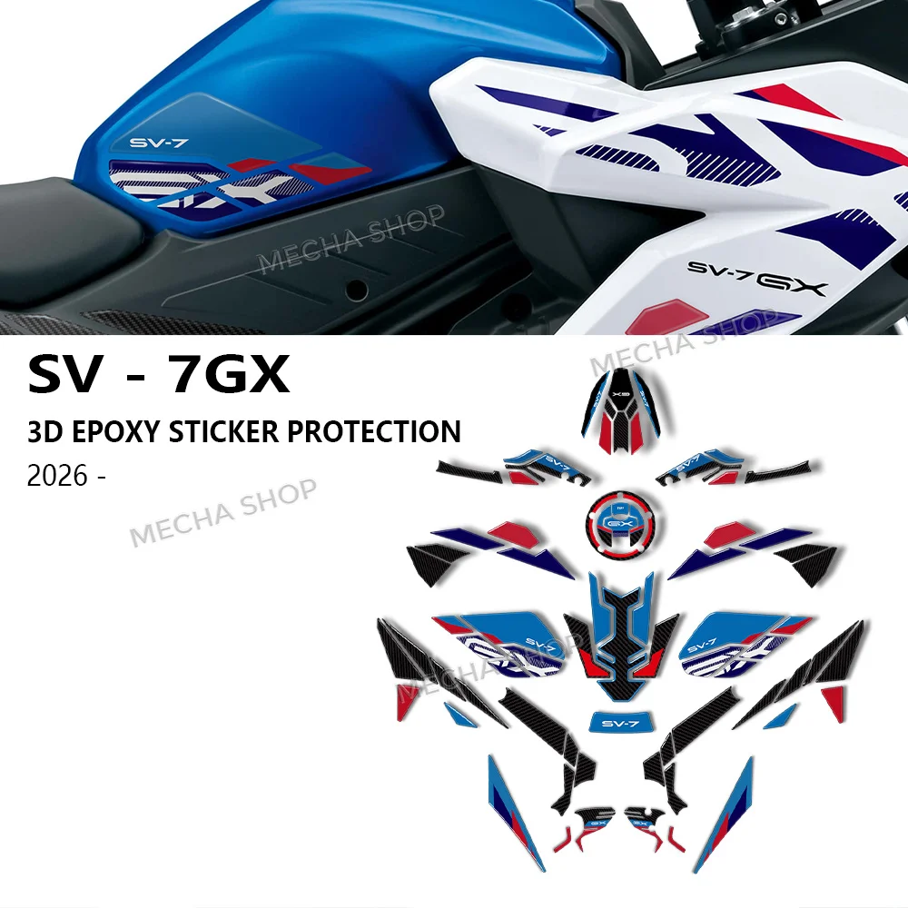 Stickers 3D Protection Door Tank Compatible with For SV-7GX Tank Pad Accessories Fairing Decorative Decal Kit
