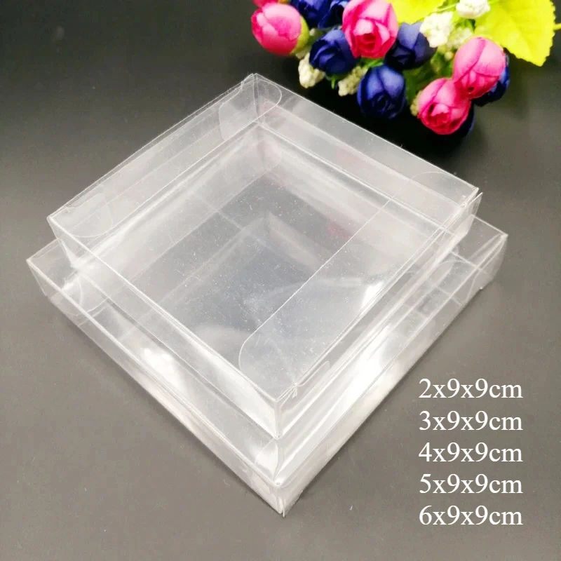 

100pcs Ax9x9 Small Christmas Wedding Plastic Box Clear Transparent PVC Gift Box Packaging for Jewelry Storage Boxs Candy Gifts