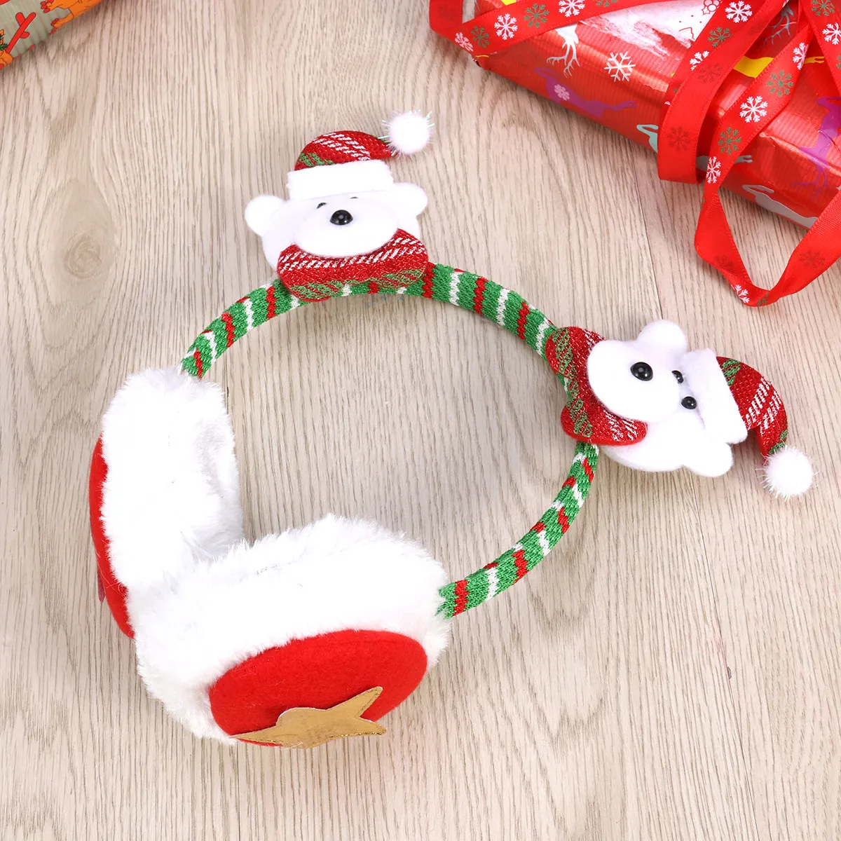 Christmas Earmuffs Bear Style Winter Ear Warmers Soft Texture Anti Slip Headwear Holiday Party Supplies Ear Covers