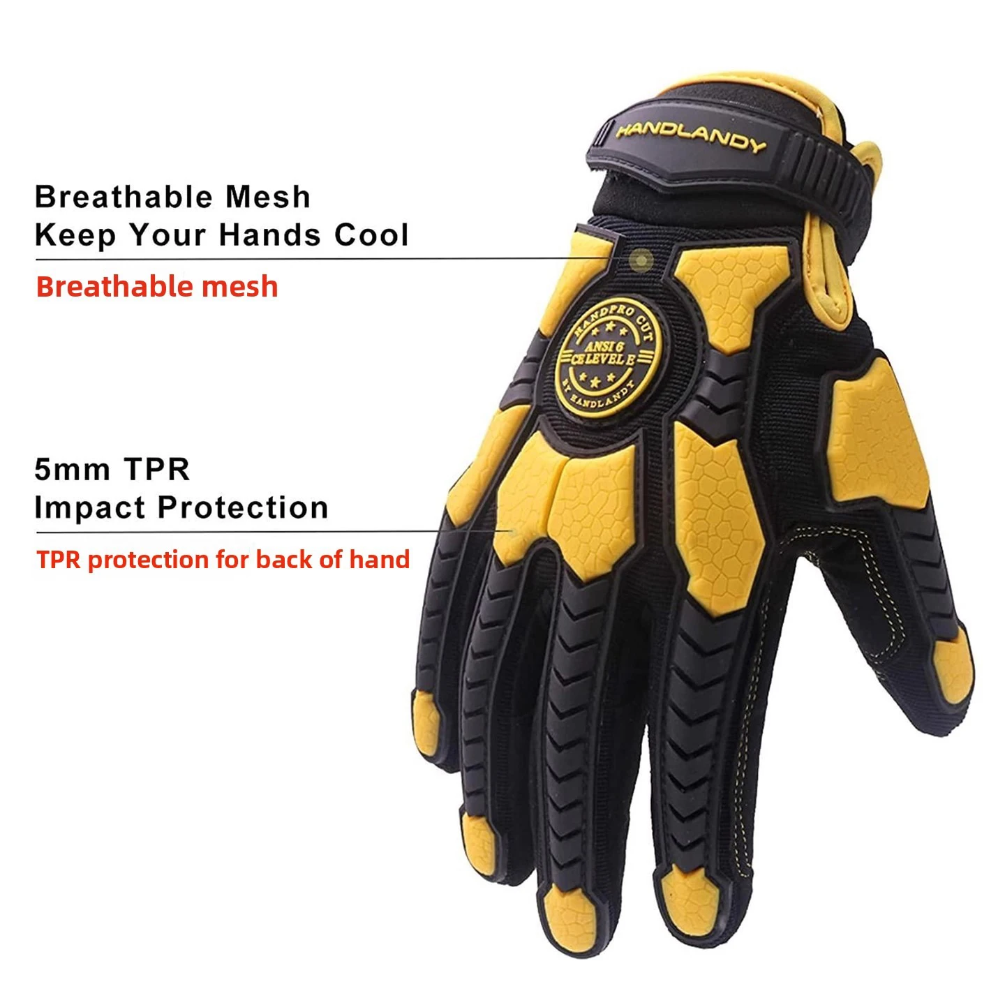 قفازات واقية مقاومة للقطع من الفئة F PVC مقاومة للتآكل TPR، شاشة لمس ميكانيكية مضادة للانزلاق، مضادة للقطع، مضادة للصدمات #2