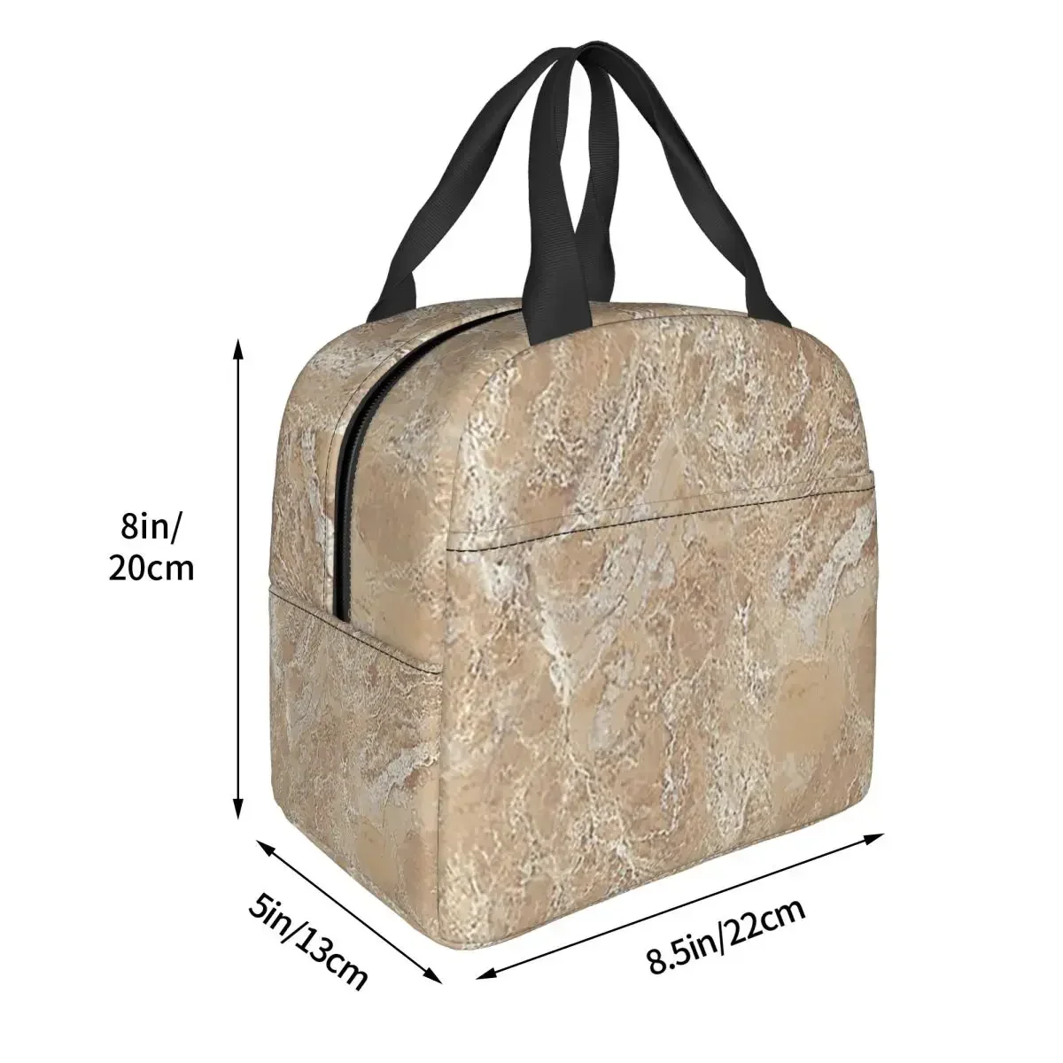 Contemporary Cream Beige Sand Stone Granite Marbl Insulated Lunch Bag for Women Children Food Boxes Thermal Lunch Box Tote