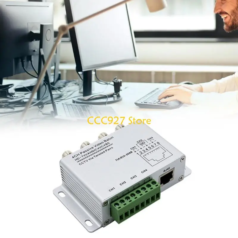 B03F Video pasivo 4 canales Balun para cámaras CVI AHD CCTV sobre pares torcido UTP Video Balun 4 canales Receptor BNC a