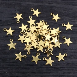 30pcs 10x8mm No Fade 316 Stainless Steel Gold Plated Star Charms Pendant for DIY Necklace Bracelet Craft Jewelry Making Findings