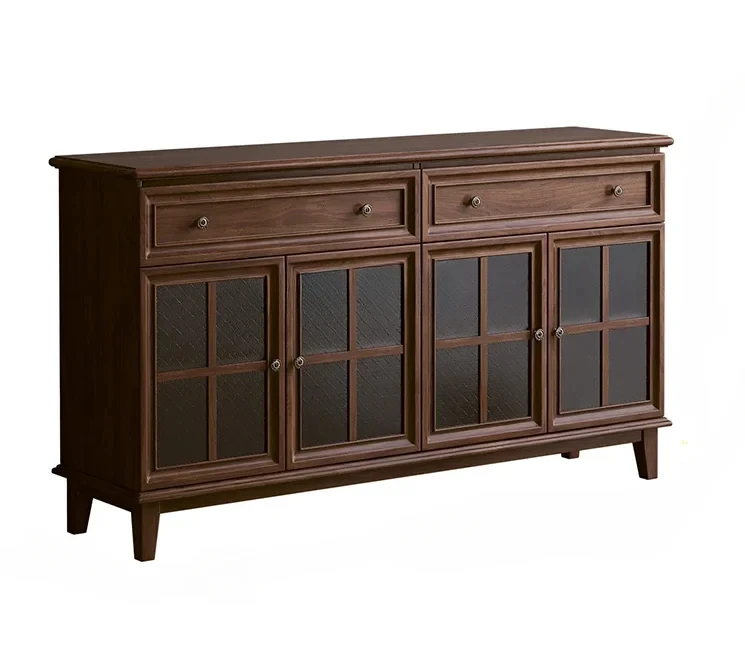 

American-Style Solid Wood Sideboard Mid-Ancient Tea Cabinet Modern Simple Storage Locker Black Walnut Dining Room Furniture