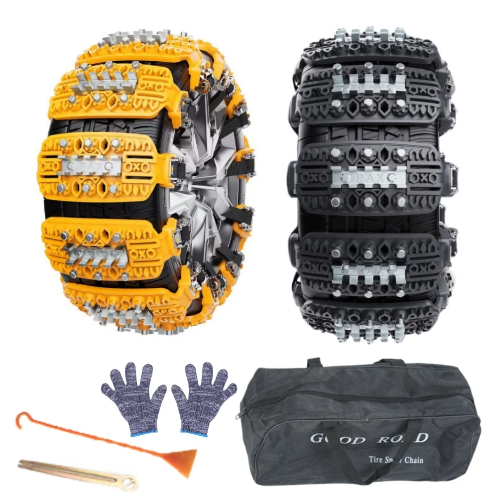 

8PCS Tire Snow Chains Universal Fit 165-265mm Tires Anti-Slip Winter Chains Traction Kit Winter Wheel Band for Cars SUVs Trucks
