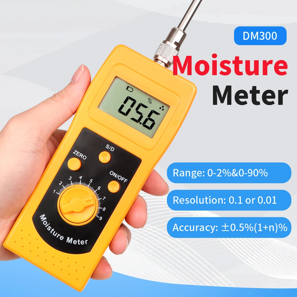 Medidor de Umidade de Alta Frequência Digital com Display Lcd Detector Úmido para Solo Areia de Prata Carvão Químico pó Combinado Dm300