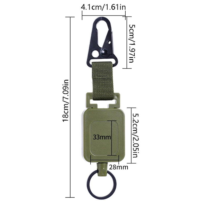 1PCS Anti Lost ID Card Holder Outdoor Retractable Wire Rope Tactical Keychain Clip Sporty Retractable Key Ring