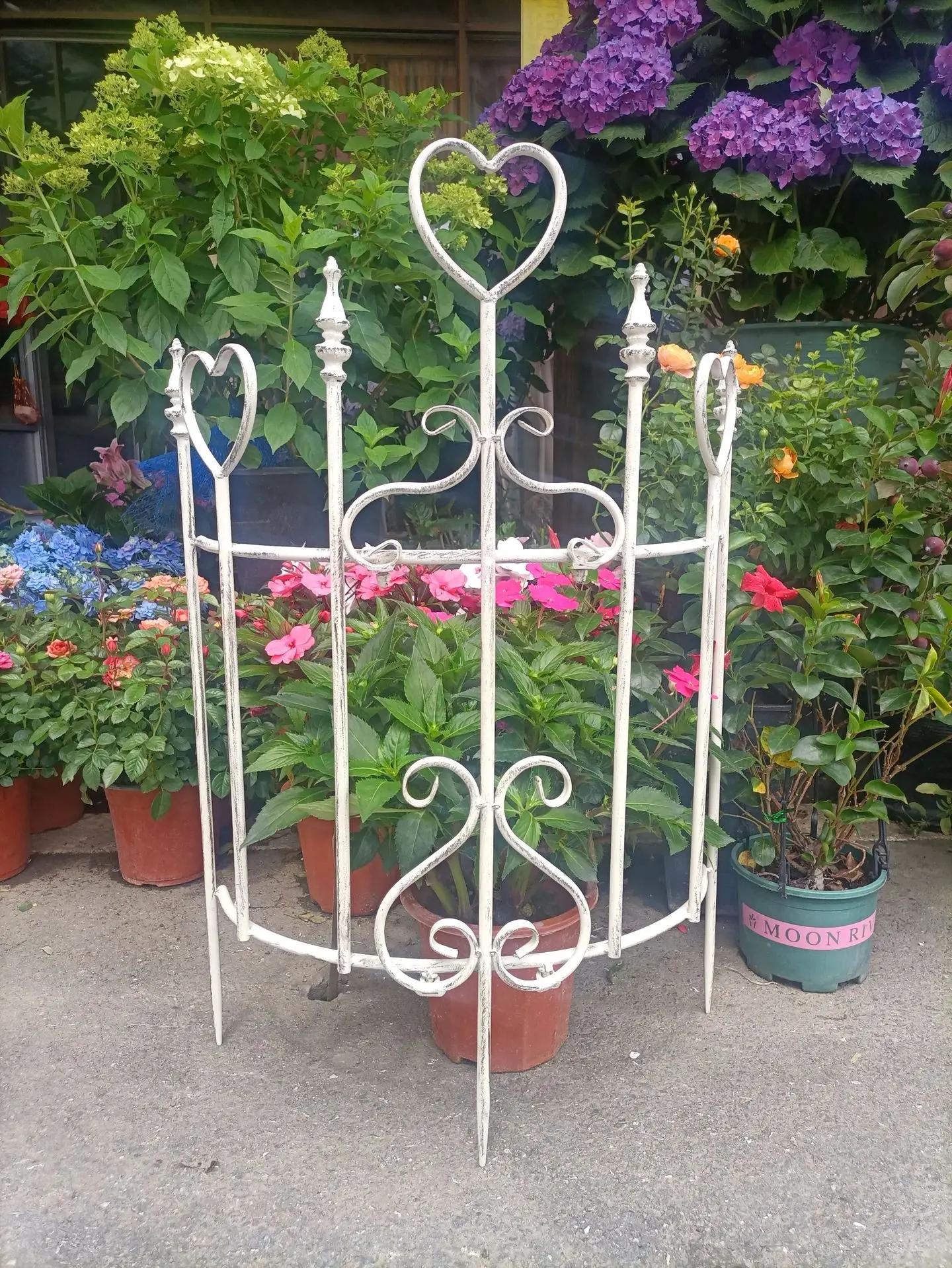 Ironwork Half Round Plant Support with Heart Design